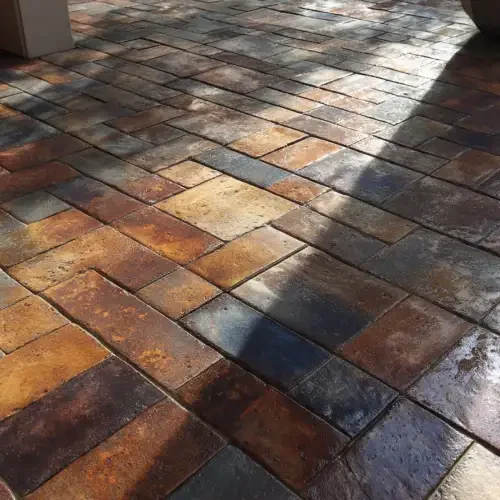 rust on paver driveway